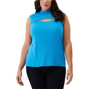 Ella Rafaella Womens Ribbed Cutout Tank Top, Blue, NWT